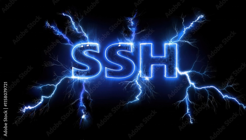 Poster ssh protocol security with electric lightning effect