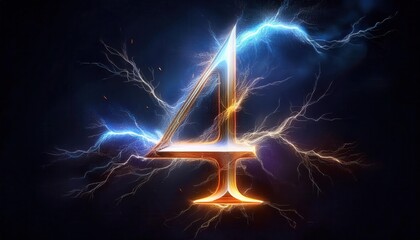 Stunning Neon Number Four with Electric Effects