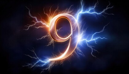 Electric Number Nine with Lightning Effects