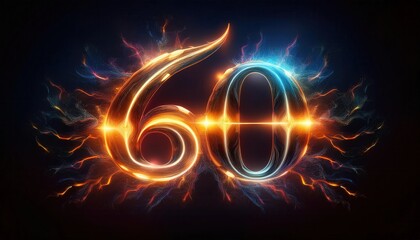 Illuminated Number 60 in a Dynamic Electric Design