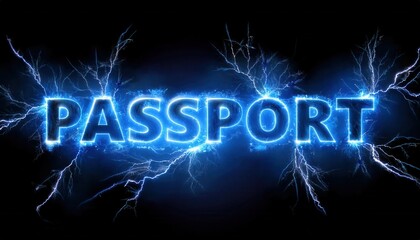 Glowing Passport Text with Electric Effects Background