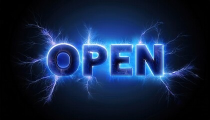Open Neon Sign with Electric Visual Effects