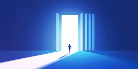  Businessman Running Towards a Radiant Door