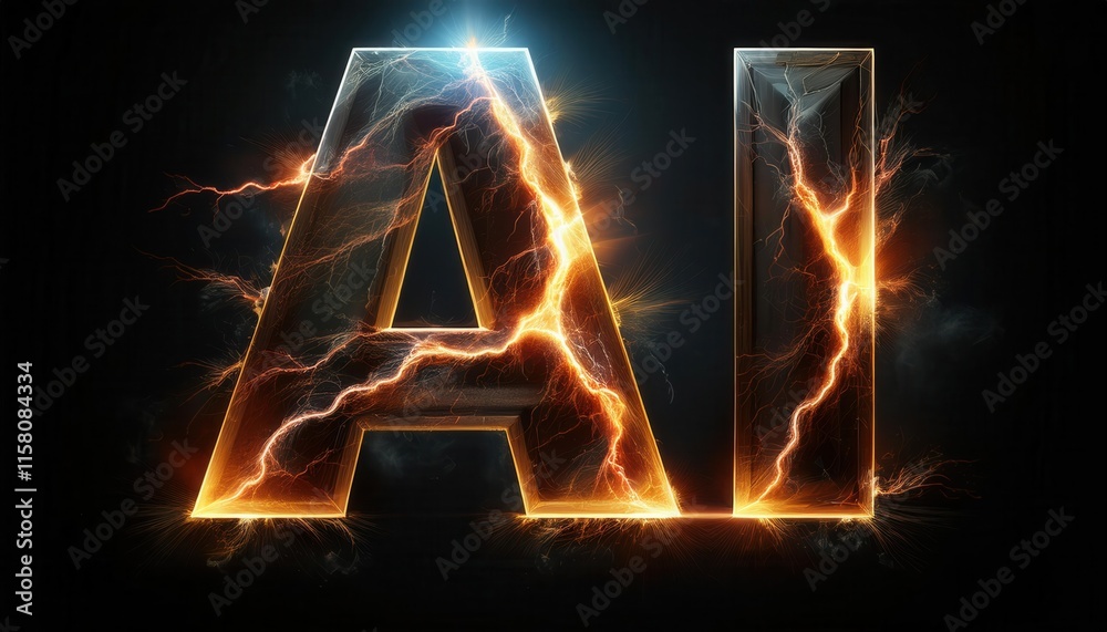 Poster dynamic electrifying ai visual representation for technology themes