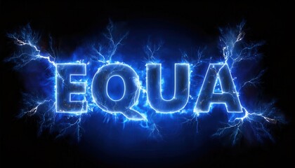 Electrifying 'EQUA' Logo with Blue Lightning Effects