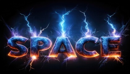 Electric Blue Lightning Design with Bold SPACE Text