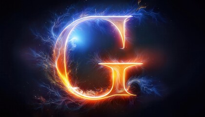 Illuminated Letter 'G' with Electric Energy Effects