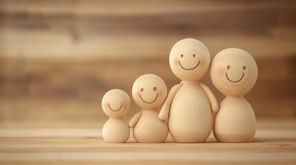 Optimistic Team Meeting with Wooden Figures