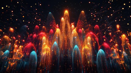 Obraz premium Abstract colorful light streaks resembling fireworks.