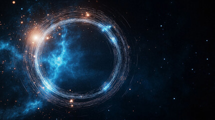 Cosmic Portal: A mesmerizing swirl of blue energy forms a celestial portal against a backdrop of twinkling stars, sparking wonder and mystery.