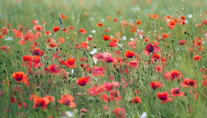 Fototapeta premium poppies swaying in a meadow