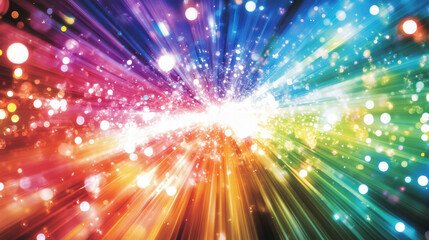 Obraz premium vibrant galaxy bursting with energy and light, showcasing colorful rays and sparkling particles that create mesmerizing visual experience