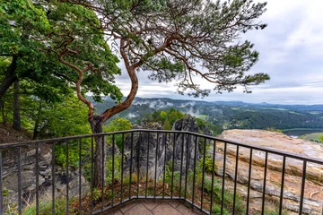The Elbe Sandstone Mountains, home to the renowned Bastei Bridge in Saxon Switzerland National Park, Saxony, Germany