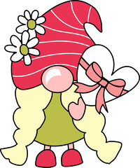 girl gnome with a bouquet