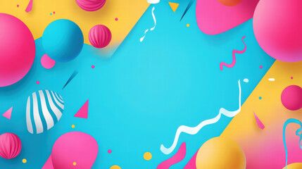 Bright and colorful birthday banner design featuring vibrant balloons, playful shapes, and festive decorations. Perfect for celebrations and joyful occasions