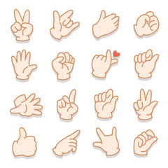 Set of hand sign pose doodle vector illustration