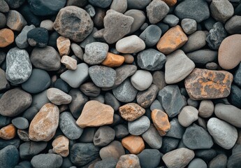 Close up of Smooth, Colorful River Rocks