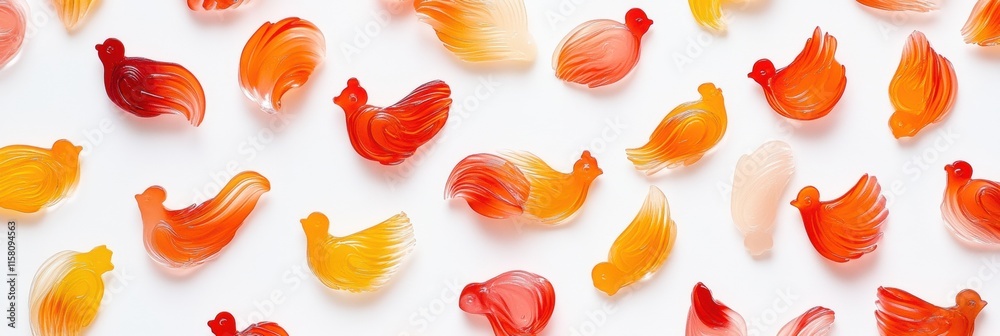 Poster vibrant rooster shaped lollipops with playful colors and plenty of space for customized text. genera