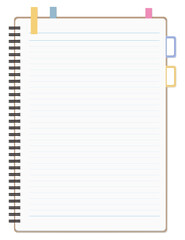 シンプルな罫線のノートと付箋のセット、リングノート