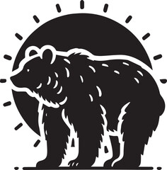 Bear and sun vector silhouette