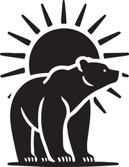 Bear and sun vector silhouette