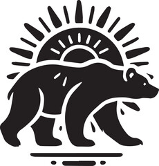 Bear and sun vector silhouette