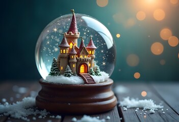 Enchanted Snow Globe Castle Winter Scene Magical Festive Decor