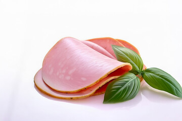 Sliced boiled ham isolated on white background