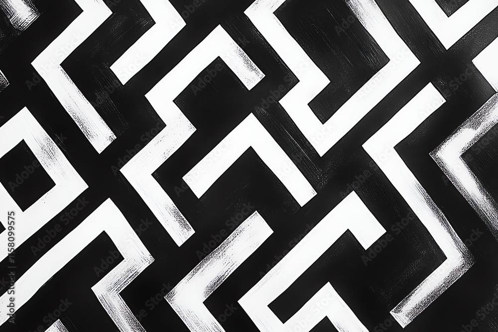 Aufkleber A geometric pattern of black and white lines creating a modern design.