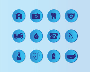 Clean round shaped blue icons with dark blue details, ideal for medical-themed projects.