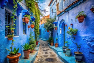 Obraz premium Chefchaouen Blue City Morocco, Medina Alleys, African Architecture, Travel Photography