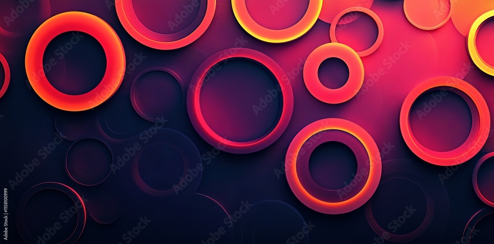Aufkleber Abstract design featuring colorful overlapping circles on a dark background.