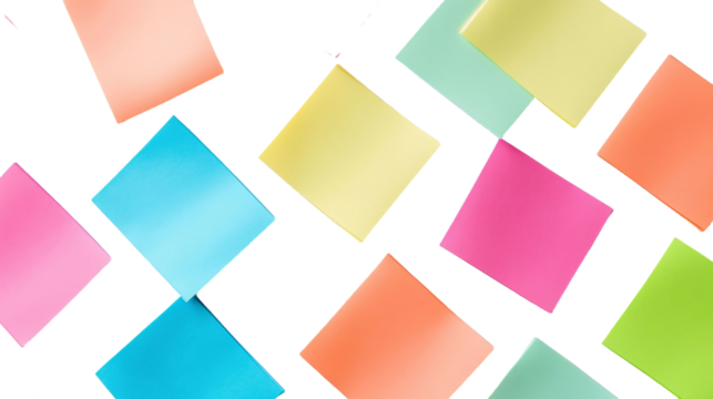 Colourful Sticky Note for Reminders Isolated on White Background