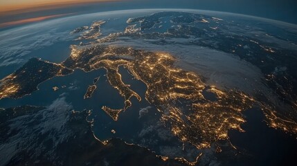 Europe at Night: A Celestial View of Illuminated Cities and Coastlines