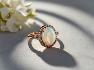 A timeless piece of jewelry with a central white opal