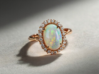 A timeless piece of jewelry with a central white opal