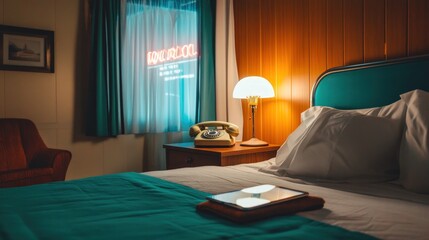 Retro Motel Room at Night: A Serene Escape