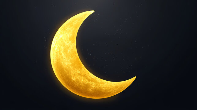 Yellow half moon isolated on transparent background. Crescent. Illustration