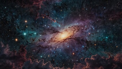 Fototapeta premium Beautiful Nebula in Outer Space Artistic Rendering Colorful Nebula with Stars Cosmic Dust Clouds