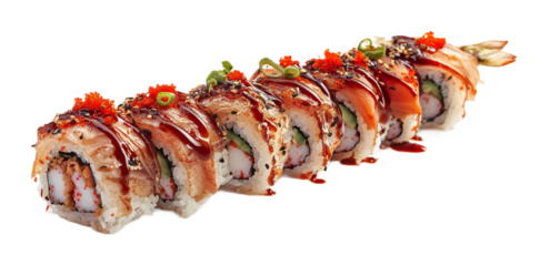 Sushi Roll Isolated on White Background - Japanese Cuisine