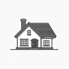 Simple grayscale illustration of a small house with a chimney and tiled roof.