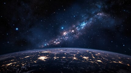 Obraz premium Majestic Earth and Milky Way: A Night View from Space