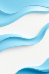 Abstract Fluid Waves in Soft Blue Tones on White Background