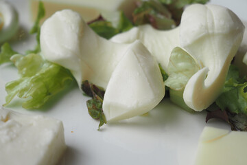 A Fresh Salad featuring Creamy Cheese and a variety of Leafy Greens