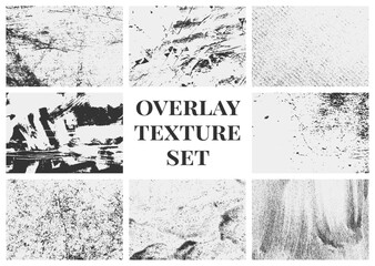 Grunge overlay texture set with distressed effects, scratches, and grainy details. A collection of high-quality textures for professional and creative use.