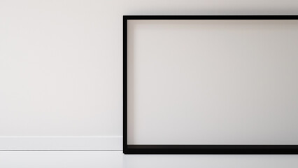 Obraz premium A smooth white wall with a black frame
