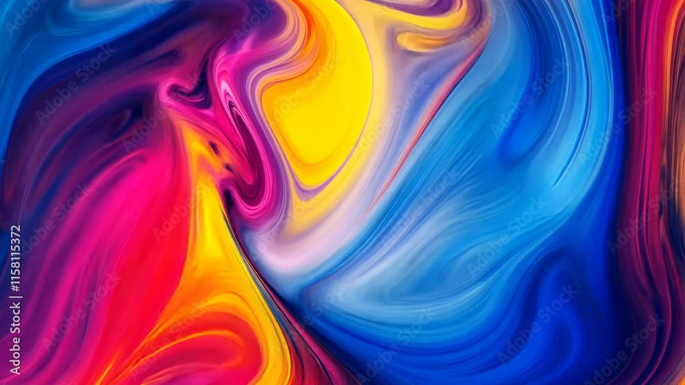 Poster abstract vibrant fluid art with swirling colors and dynamic flow, modern creativity concept