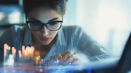 Business Financing Accounting Banking Concept, Businesswoman doing finances and calculating financial report with business graph growth cahrt. finance and investment concept