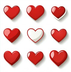 A set of hearts with one heart missing