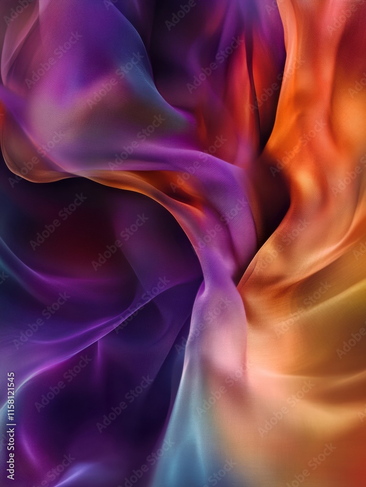 Fototapete Luxurious silk fabric in vibrant colors showcasing unique textures and patterns with ample space for creative text placement. Generative AI